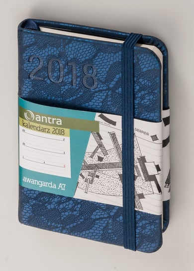 Antra, kalendarz książkowy 2018, format A7, tygodniowy, Awangarda, granatowy Antra