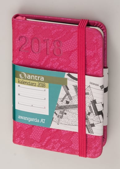 Antra, kalendarz książkowy 2018, format A7, tygodniowy, Awangarda, różowy Antra