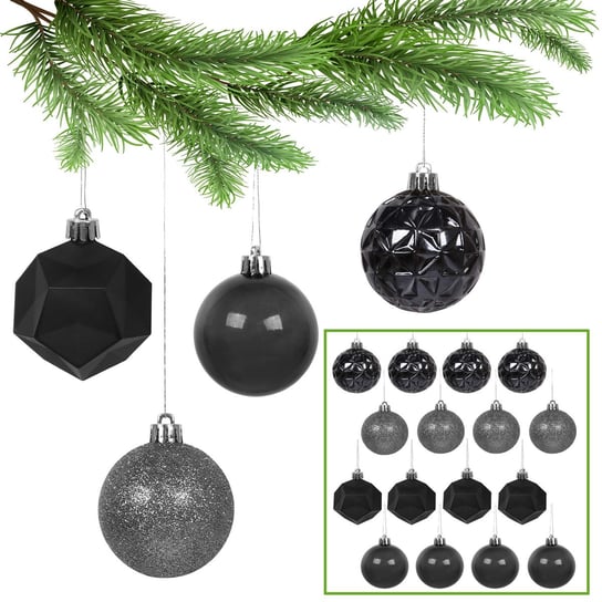 Antracytowe bombki choinkowe, ozdoby choinkowe, zestaw 16 szt. 6cm 1 paczka sarcia.eu