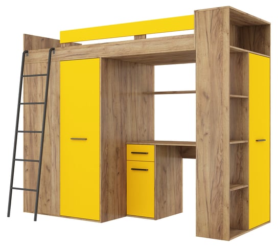 Antresola łóżko piętrowe VERANA lewa craft złoty / żółty BIM Furniture