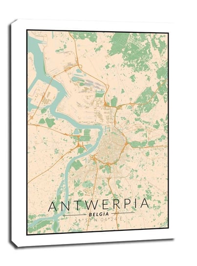 Antwerpia mapa kolorowa - obraz na płótnie 90x120 cm Galeria Plakatu