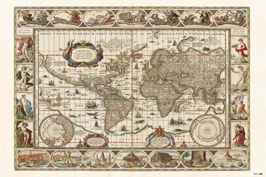 Antycka Mapa Świata - plakat 91,5x61 cm Inna marka