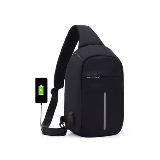 Antykradzieżowa torba na ramię/torba na ramię z gniazdem USB - czarna Inna marka