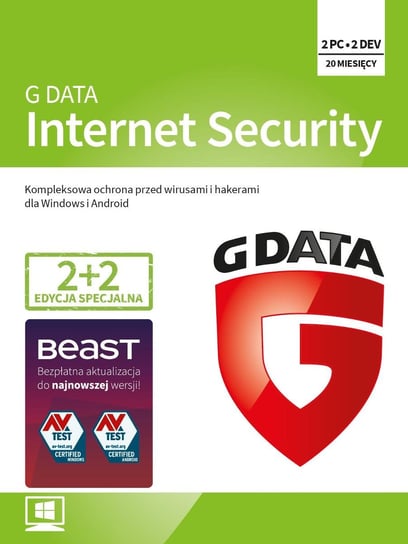 Antywirus G DATA Internet Security - 2 komputery + 2 urządzenia Android, 1 rok G Data