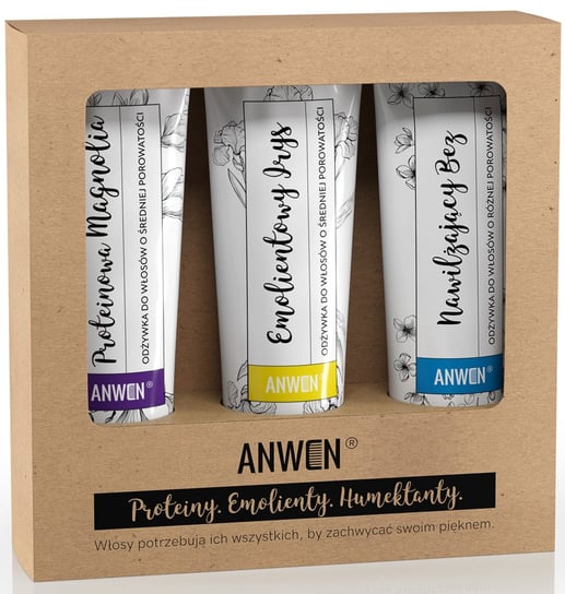 Anwen, 3x100 ml, zestaw prezentowy odżywek do średniej porowatości Anwen
