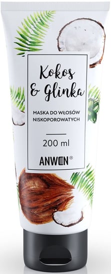 Anwen - KOKOS I GLINKA, 200 ml - maska do włosów o niskiej porowatości, TUBA Anwen