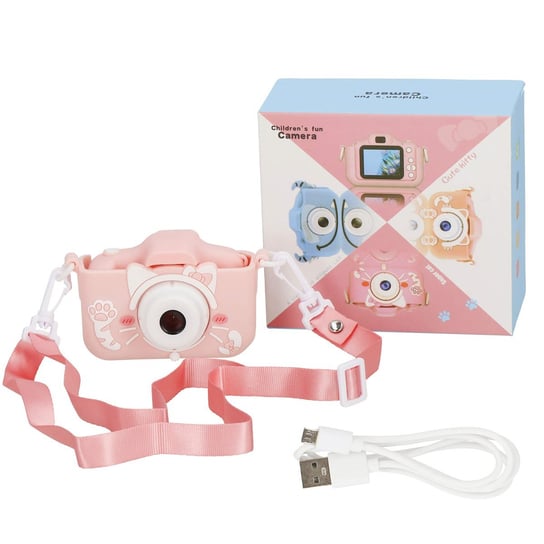 Aparat Cyfrowy Dla Dzieci Kamera Full Hd Z Kartą 32Gb Różowy Springos