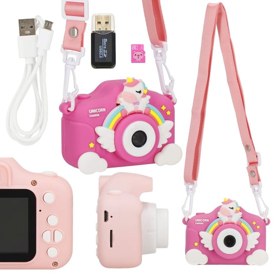 Aparat Cyfrowy Dla Dzieci Kamera Full Hd Z Kartą 32Gb Różowy Springos