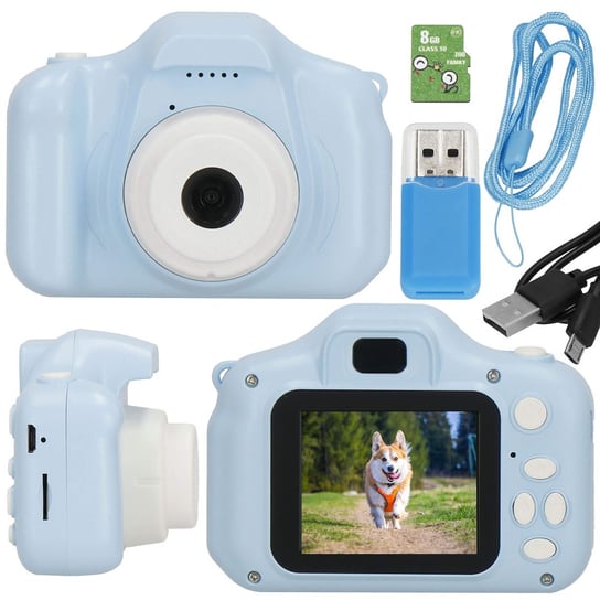 Aparat Cyfrowy Dla Dzieci Kamera Full Hd Z Kartą 8Gb Niebieski Springos