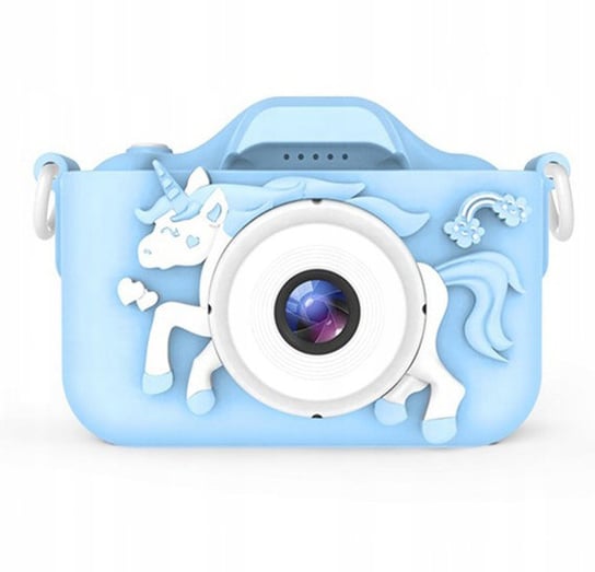 Aparat dla dzieci kamera HD X5 + ochronne etui Jednorożec - niebieski R2invest