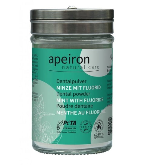 Apeiron, Proszek do czyszczenia zębów, MIĘTA, z fluorem, Cosmos Natural, Vegan, 40 g Apeiron