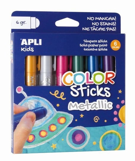 Apli Kids, Farby w kredce metaliczne - 6 kolorów APLI Kids