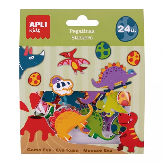 Apli Kids, Naklejki z pianki EVA - Dinozaury 24 szt. APLI Kids