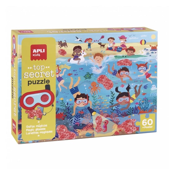 Apli kids, puzzle, Plaża, z magicznymi okularami, 60 el. APLI Kids