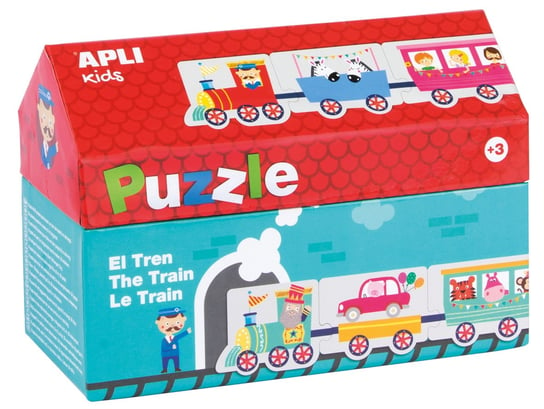 Apli kids, puzzle, Pociąg, w kartonowym domku, 20 el. APLI Kids