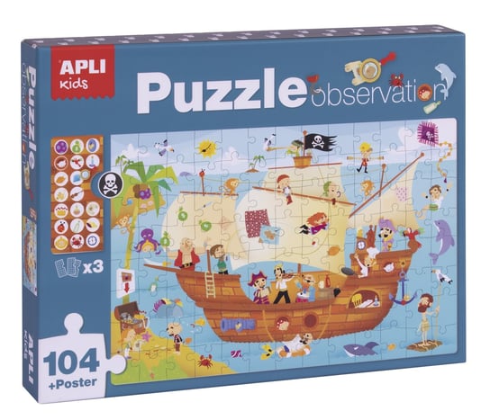 Apli kids, puzzle, Statek piratów, obserwacyjne, 104 el. APLI Kids