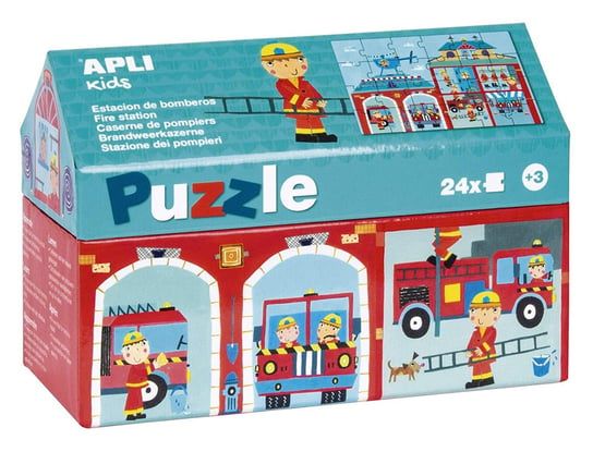 Apli kids, puzzle, W straży pożarnej, w kartonowym domku, 24 el. APLI Kids