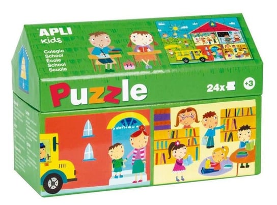 Apli kids, puzzle, W szkole, w kartonowym domku, 24 el. APLI Kids