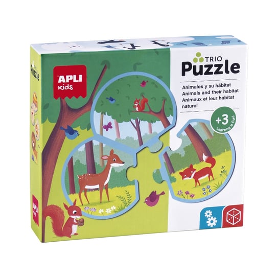 Apli kids, puzzle, Zwierzęta i ich środowisko, trzyczęściowe, 8w1 APLI Kids