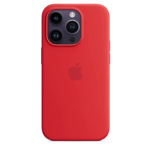 Apple, Etui na telefon, Iphone 14 Pro, silikonowe, czerwone Apple