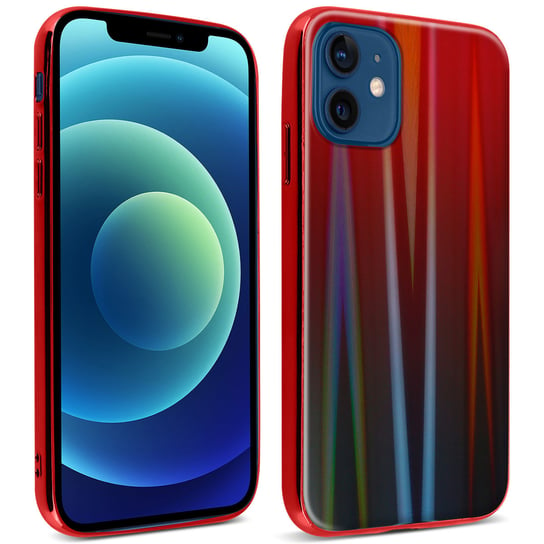 Apple iPhone 12 Mini Cover Etui Bright Holographic Design – kolekcja Aurora, czerwone Avizar