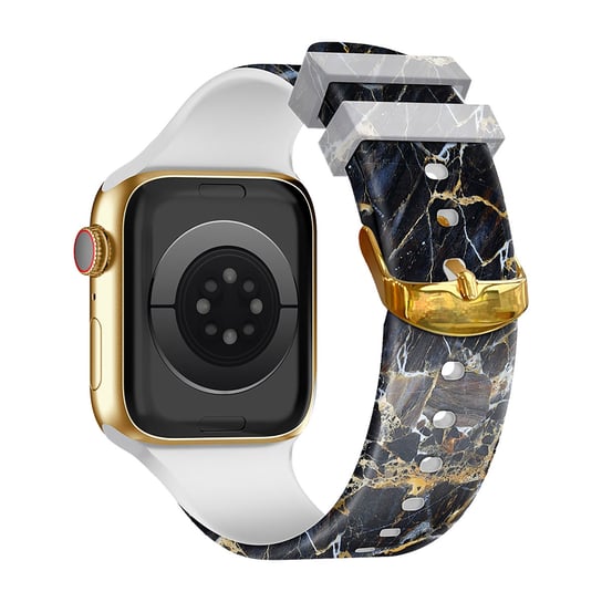 Apple Watch 41mm / 40mm / 38mm Pasek Silikonowy marmurkowy czarny wzór Avizar
