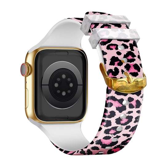 Apple Watch 41mm / 40mm / 38mm Pasek Silikonowy wzór w różową panterkę Avizar