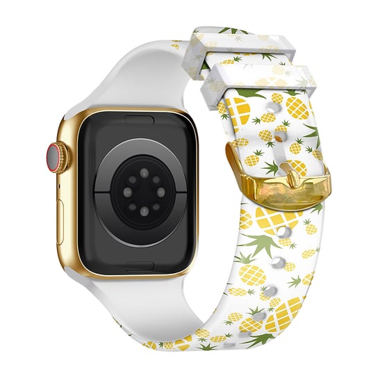 Apple Watch 41mm / 40mm / 38mm Pasek Silikonowy żółty wzór ananasa Avizar