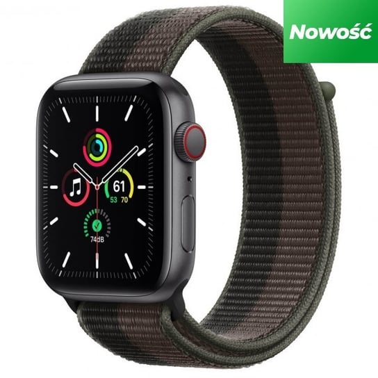 Apple Watch SE 44mm GPS + Cellular Aluminium w kolorze gwiezdnej szarości z opaską sportową w kolorze tornada/szarym Apple