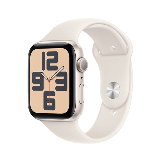 Apple Watch SE GPS 44mm z aluminium w kolorze księżycowej poświaty z paskiem sportowym w kolorze księżycowej poświaty - M/L Apple