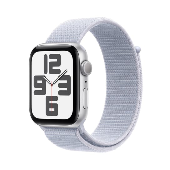 Apple Watch SE GPS 44mm z aluminium w kolorze srebrnym z opaską sportową w kolorze błękitnego obłoku Apple