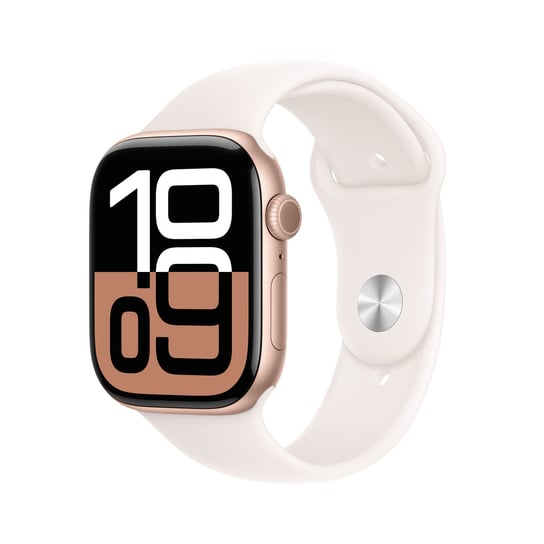 Apple Watch Series 10 GPS 42mm z aluminium w kolorze różowego złota z paskiem sportowym w kolorze łagodnego różu - M/L Apple