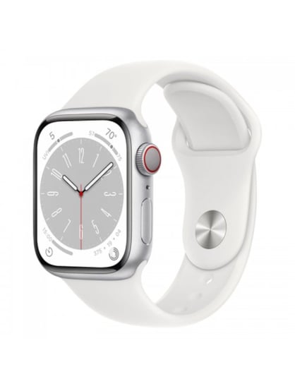 Apple Watch Series 8 41mm GPS + Cellular Silver Aluminium Case/White Sport Band - Regular Apple