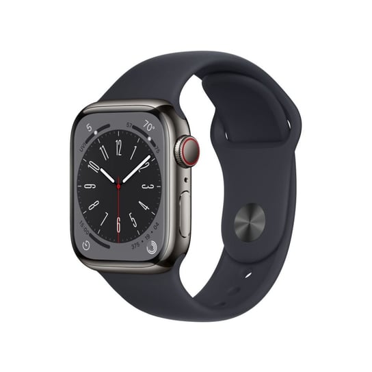Apple Watch Series 8 GPS + Cellular 41mm Graphite Stainless Steel Case with Midnight Sport Band - Regular Apple