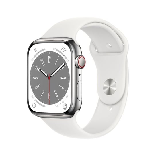 Apple Watch Series 8 GPS + Cellular 41mm Silver Aluminium Case with White Sport Band - Regular Apple