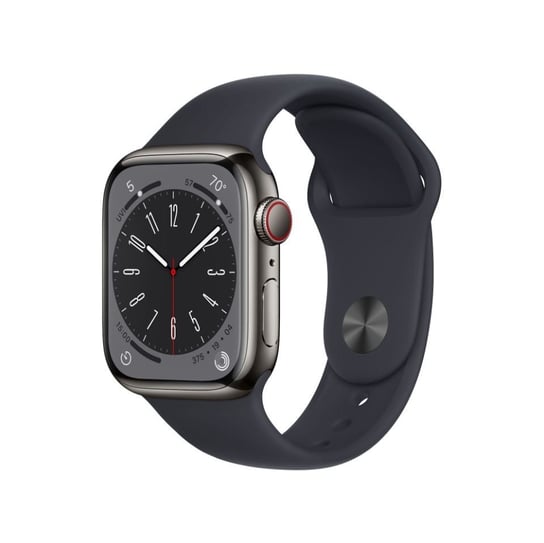 Apple Watch Series 8 GPS + Cellular 45mm Graphite Stainless Steel Case with Midnight Sport Band - Regular Apple