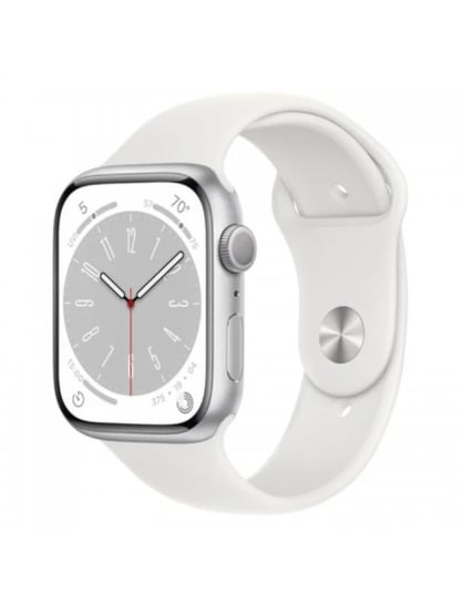 Apple Watch Series 8 GPS + Cellular 45mm Silver Aluminium Case with White Sport Band - Regular Apple