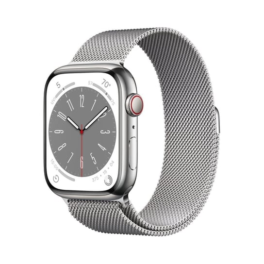 Apple Watch Series 8 GPS + Cellular 45mm Silver Stainless Steel Case with Silver Milanese Loop Apple