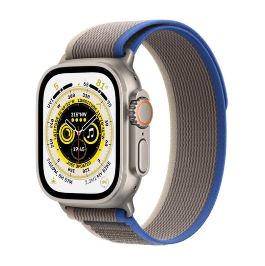 Apple Watch Ultra GPS + Cellular, 49mm Titanium Case with Blue/Gray Trail Loop - S/M Apple