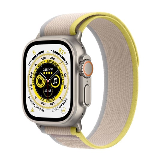 Apple Watch Ultra GPS + Cellular, 49mm Titanium Case with Yellow/Beige Trail Loop - S/M Apple
