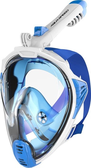 Aqua Speed, Maska do nurkowania pełnotwarzowa, biało-niebieska, rozmiar S/M Aqua-Speed