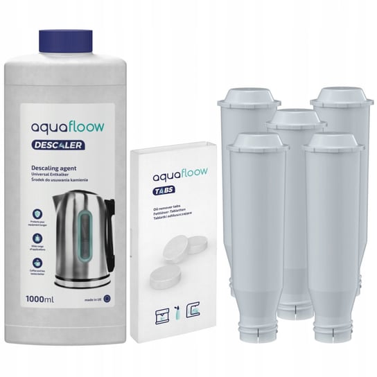 Aquafloow Tabletki odtłuszczające + odkamieniacz do ekspresu 1l + 5x filtr do Nivona - zamiennik Aquafloow