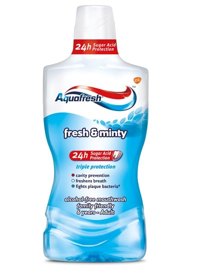 Aquafresh, Fresh and Minty Mouthwash, Płyn do płukania jamy ustnej, 500ml Aquafresh