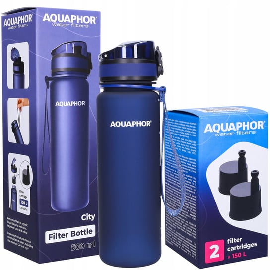 Aquaphor City Butelka Filtrująca  0,5L Niebieska + 3X Wkład Filtrujący AQUAPHOR