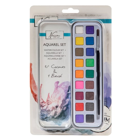 Aquarel Zestaw 18 Kolorów + 1 Pędzelek W Puszce Sk Grafix