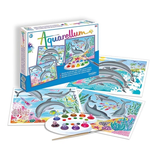 Aquarellum - Delfiny 3 Szablony Nauka Zestaw Do Malowania Inna marka