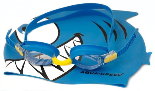 AquaSpeed, Zestaw pływacki okulary + czepek, Set Fish, niebieski Aqua-Speed