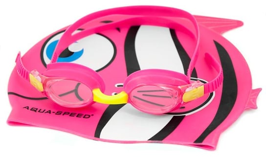 AquaSpeed, Zestaw pływacki okulary + czepek, Set Fish, różowy Aqua-Speed