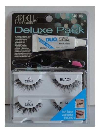 Ardell, Deluxe Pack, sztuczne rzęsy 120 Demi Black + klej DUO 2,5 g + aplikator Ardell