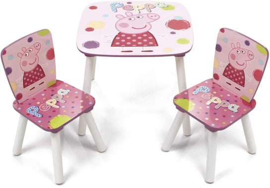 Arditex, Świnka Peppa, Stolik drewniany + dwa krzesełka dla dzieci Arditex